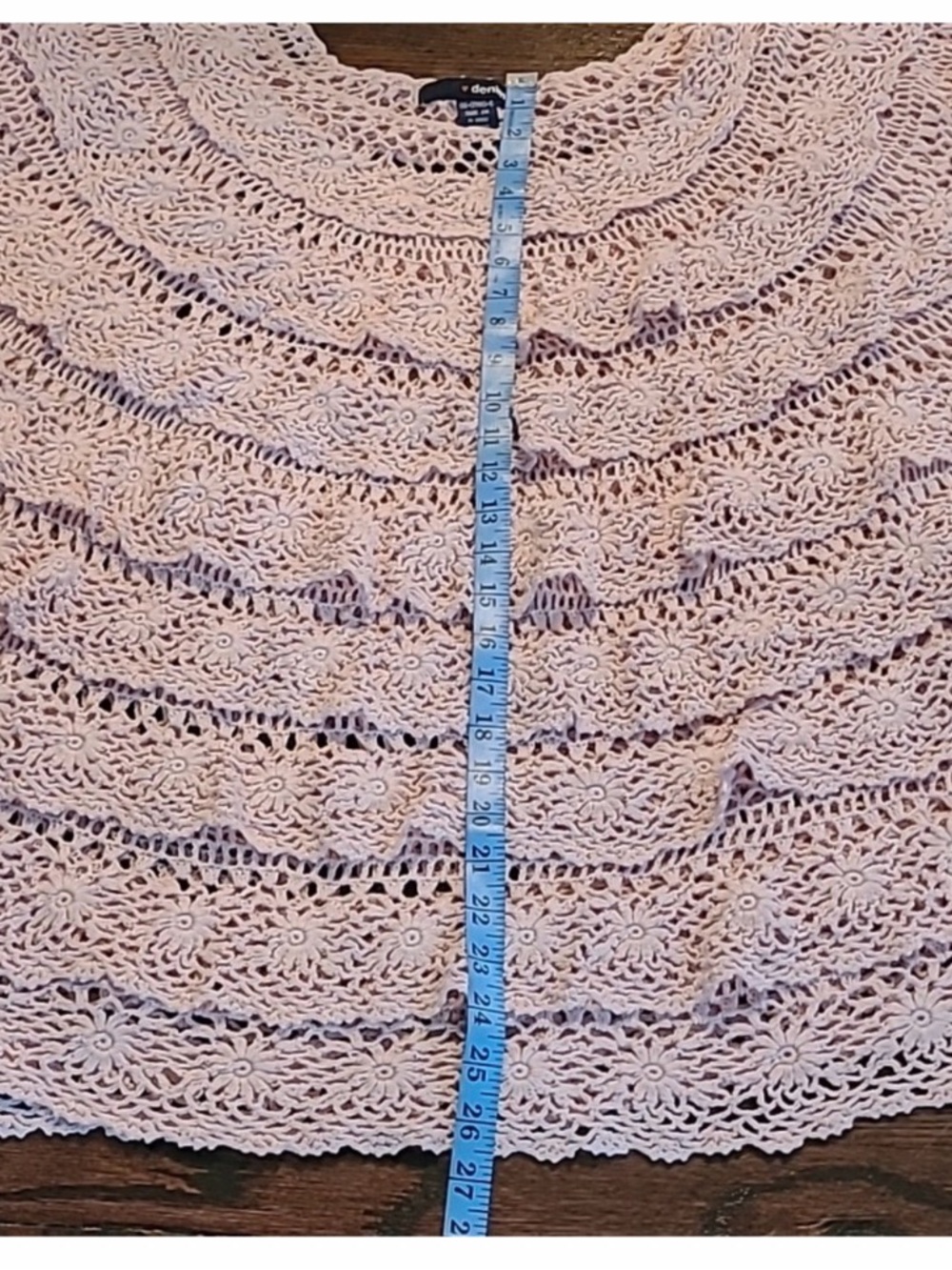 Denim&Co Pink Crochet Floral Lace Top - Picture 7 of 12
